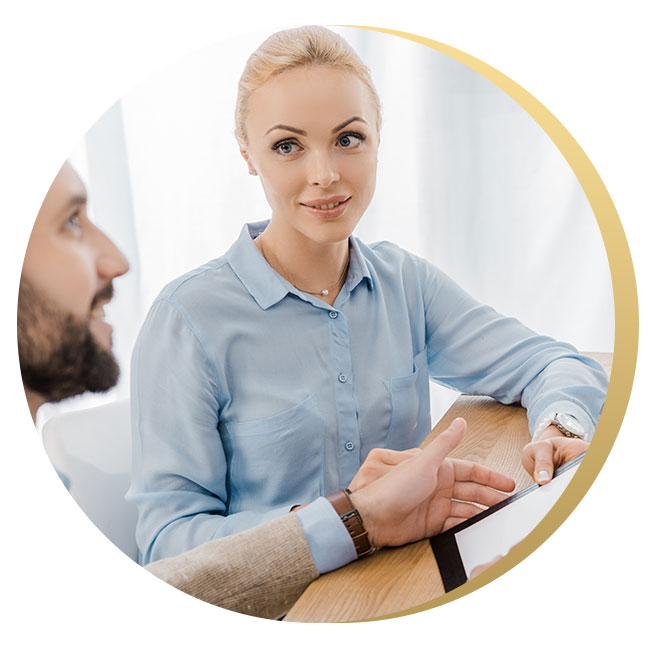 woman showing paperwork